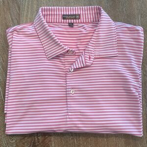 Peter Millar XXL Summer Comfort Polo in Pink and White Stripes